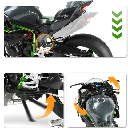 Kawasaki Ninja H2R 1:9, con motor interactivo, luces y escape funcional.